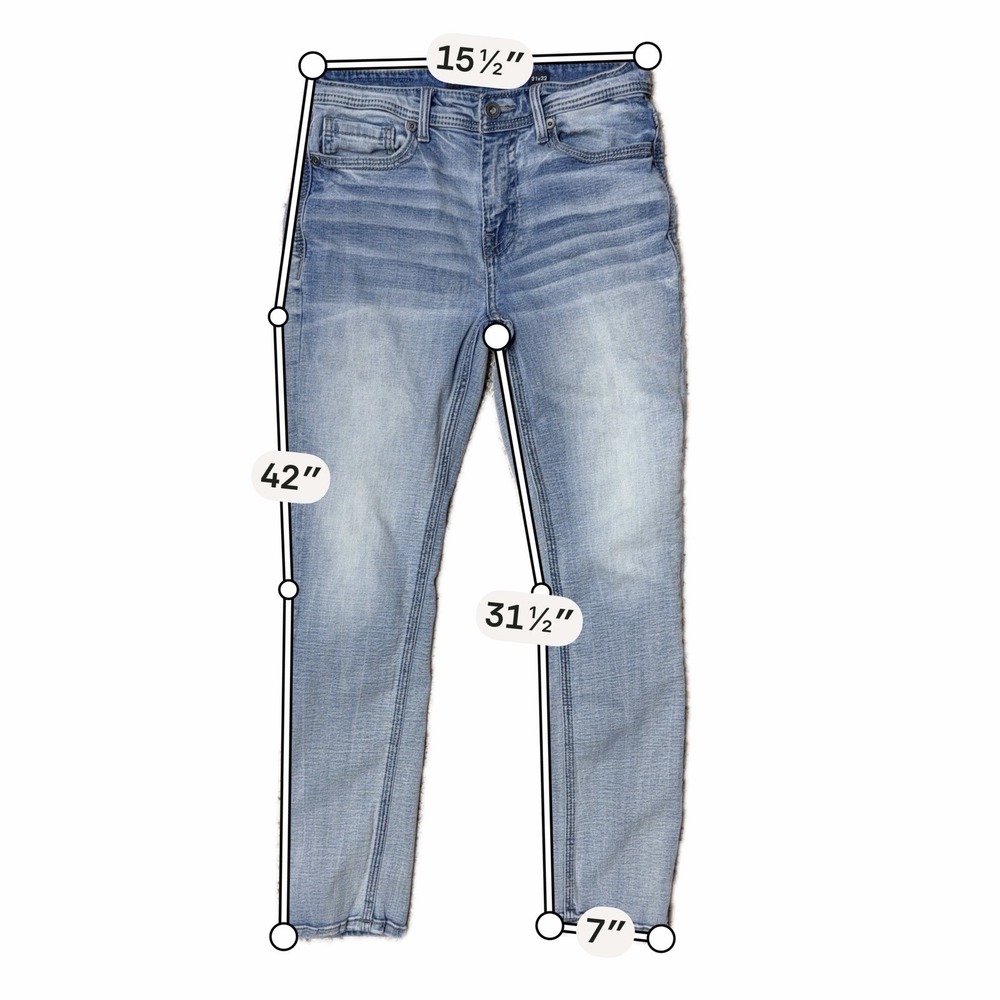 BKE Buckle Alec Jeans Mens 31x32 Straight Light Wash Denim Distressed Whiskered - Picture 10 of 10